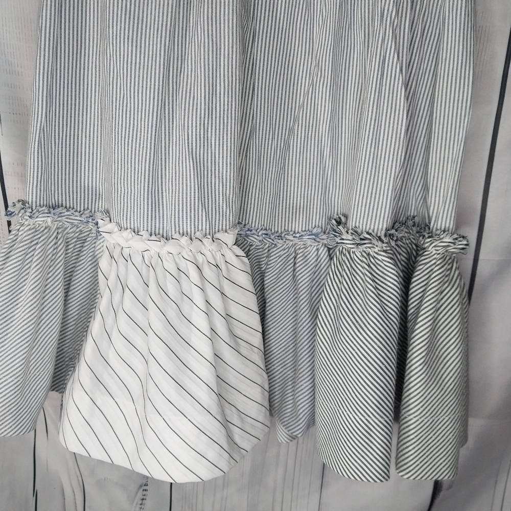 Mur Mur Sleeveless Boho V-Neck Striped 100% Cotton Ruffled Coastal Dress - Picture 12 of 14
